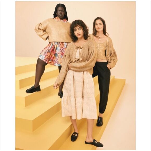 Kika Vargas x Target limited edition gold metallic back-tie sweater medium Cardi - Picture 1 of 10
